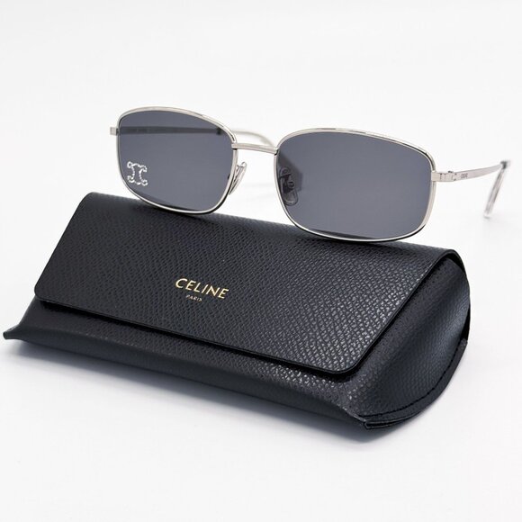 NEW CELINE SUNGLASSES, WOMEN SILVER SQUARE EYEWEAR CELINE CL40285U 16A - Picture 3 of 6
